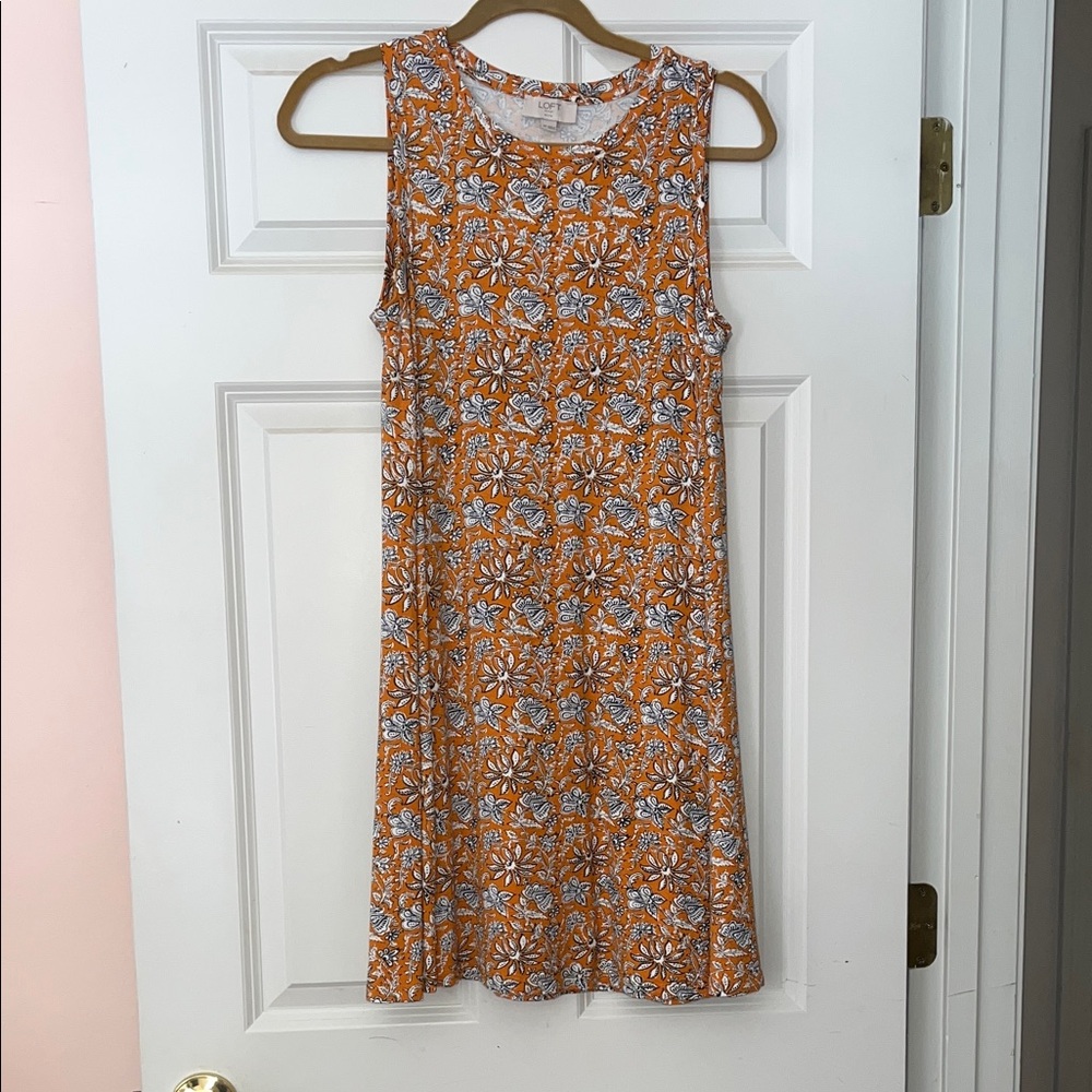 LOFT Orange Paisley Sleeveless Shift Dress